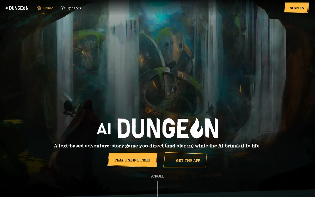 AI Dungeon website screenshot