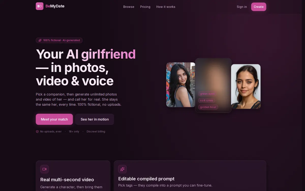BeMyDate website screenshot