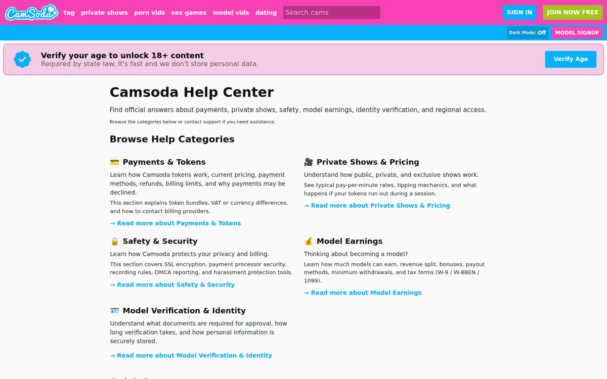 CamSoda AI website screenshot
