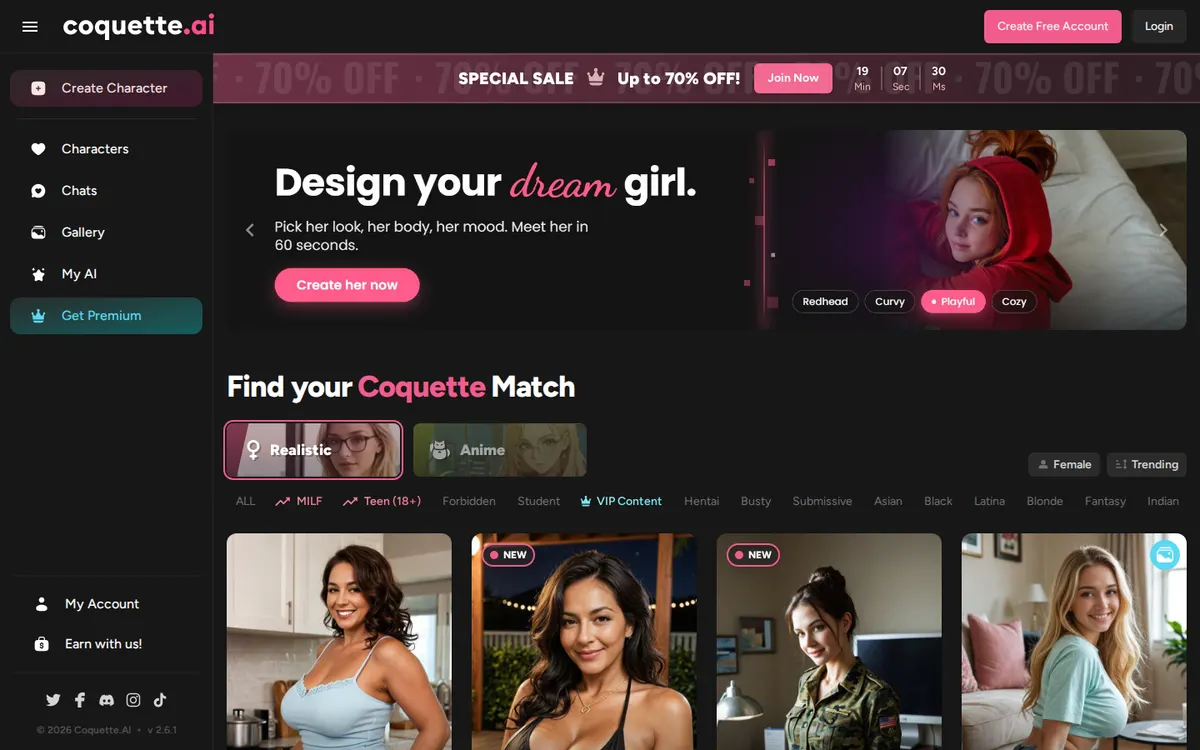 Coquette AI website screenshot