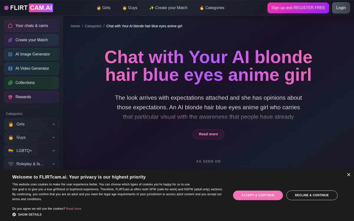 FLIRTcam.AI website screenshot
