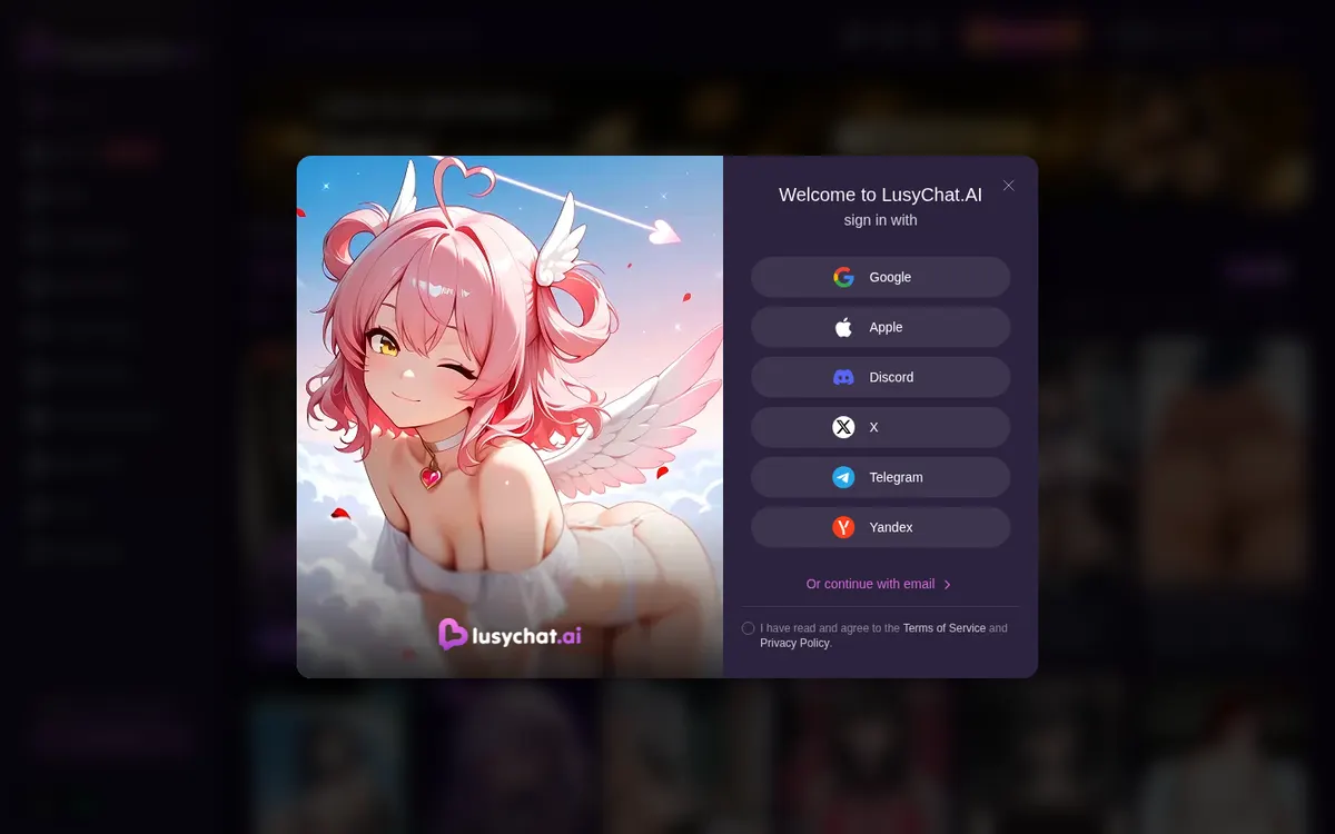 LusyChat AI website screenshot