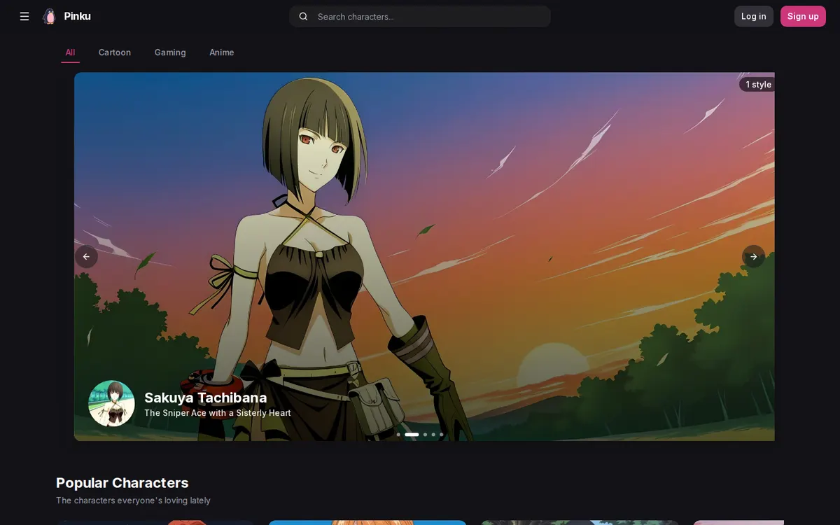Pinku website screenshot