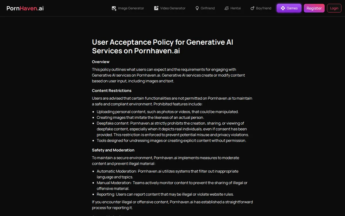 PornHaven AI website screenshot