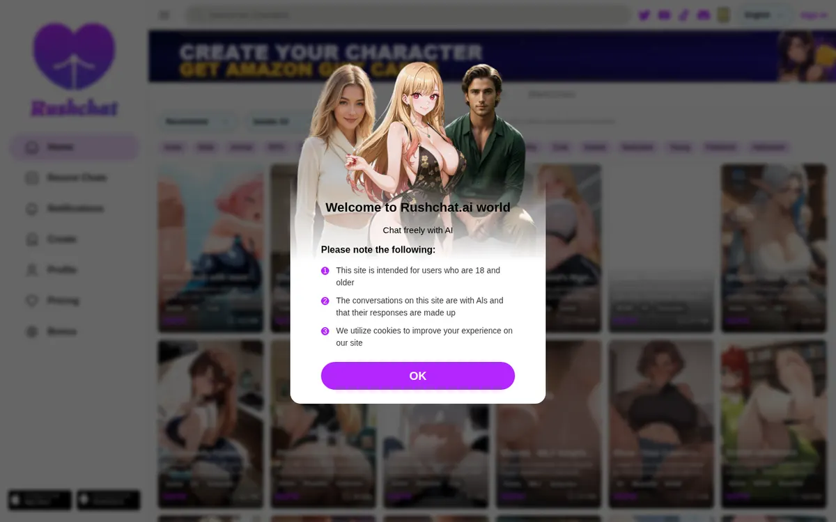 RushChat AI website screenshot