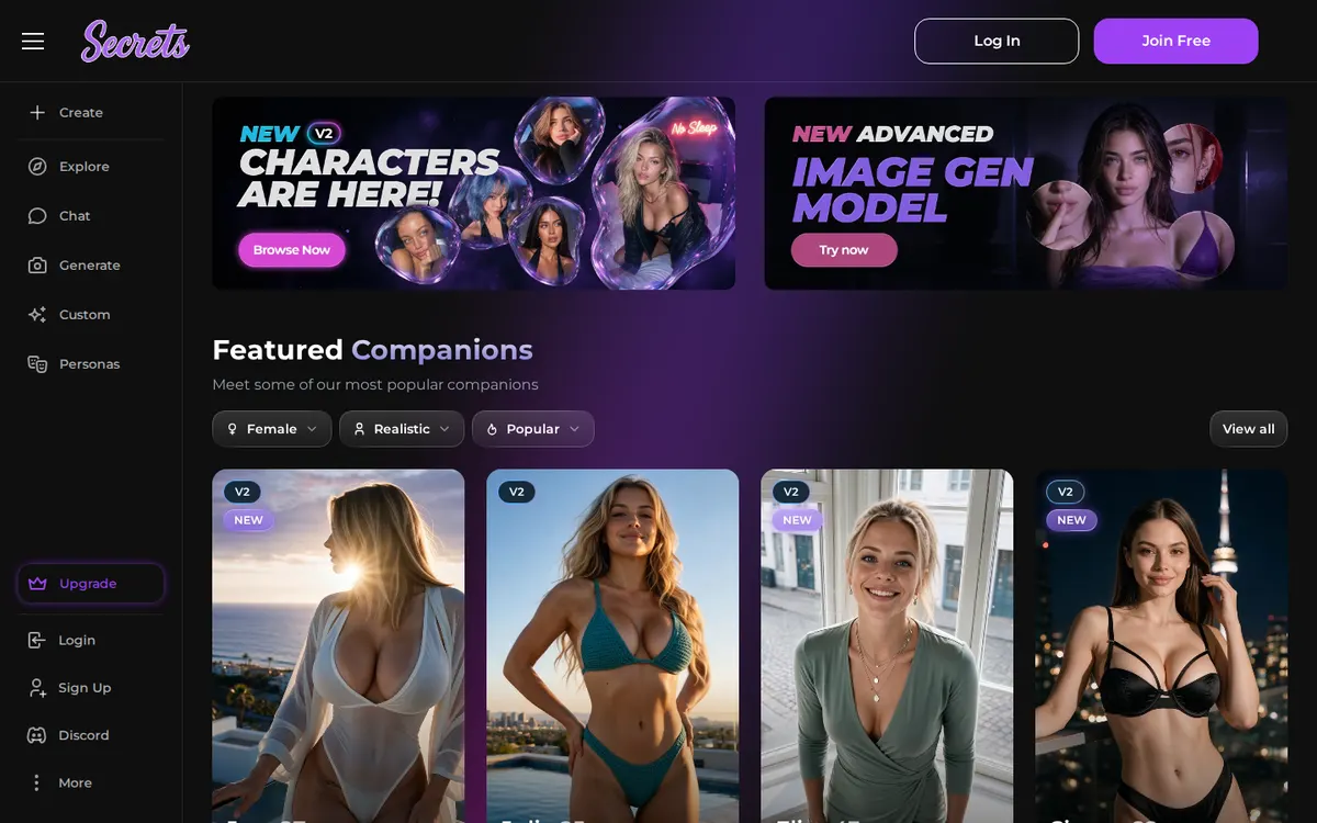 Secrets AI website screenshot