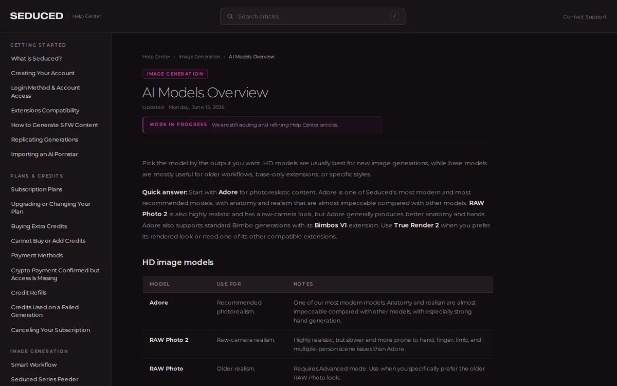 Seduced.AI website screenshot