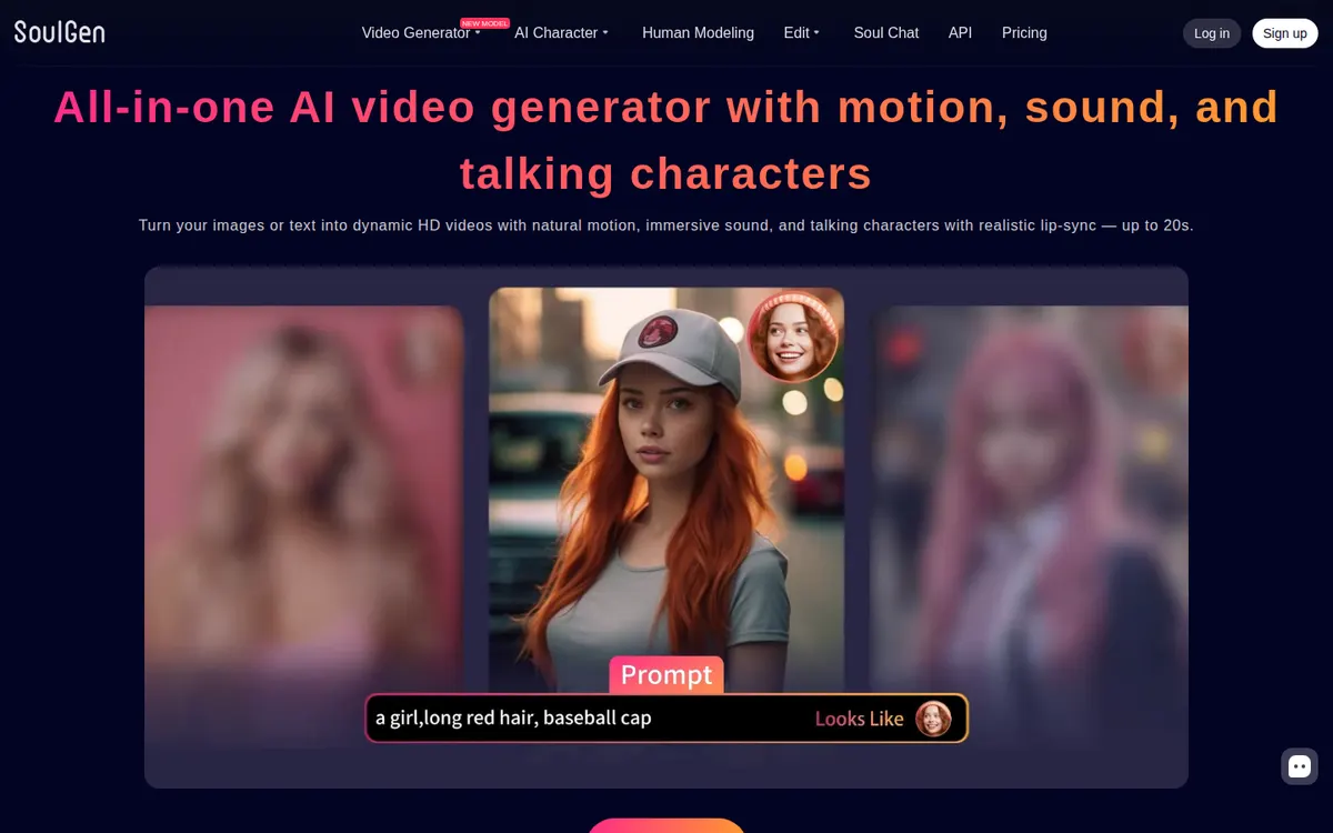 SoulGen website screenshot