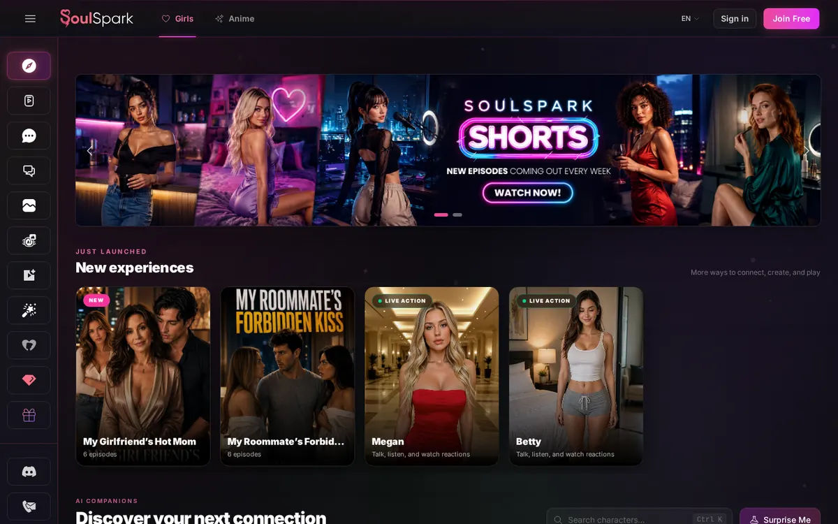 SoulSpark AI website screenshot
