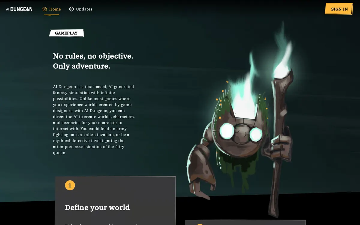 AI Dungeon screenshot: characters and interface