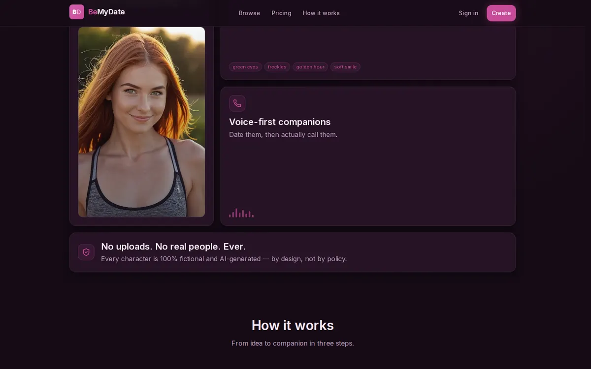 BeMyDate screenshot: characters and interface