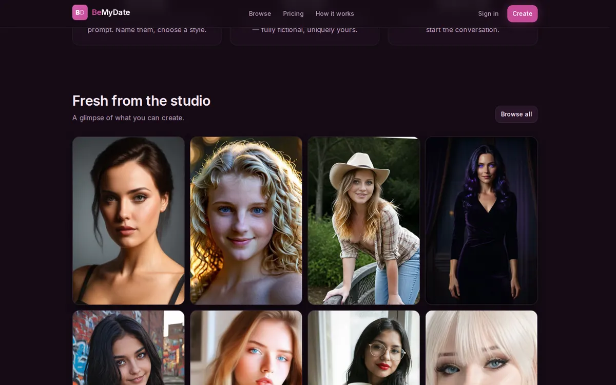 BeMyDate screenshot: characters and interface