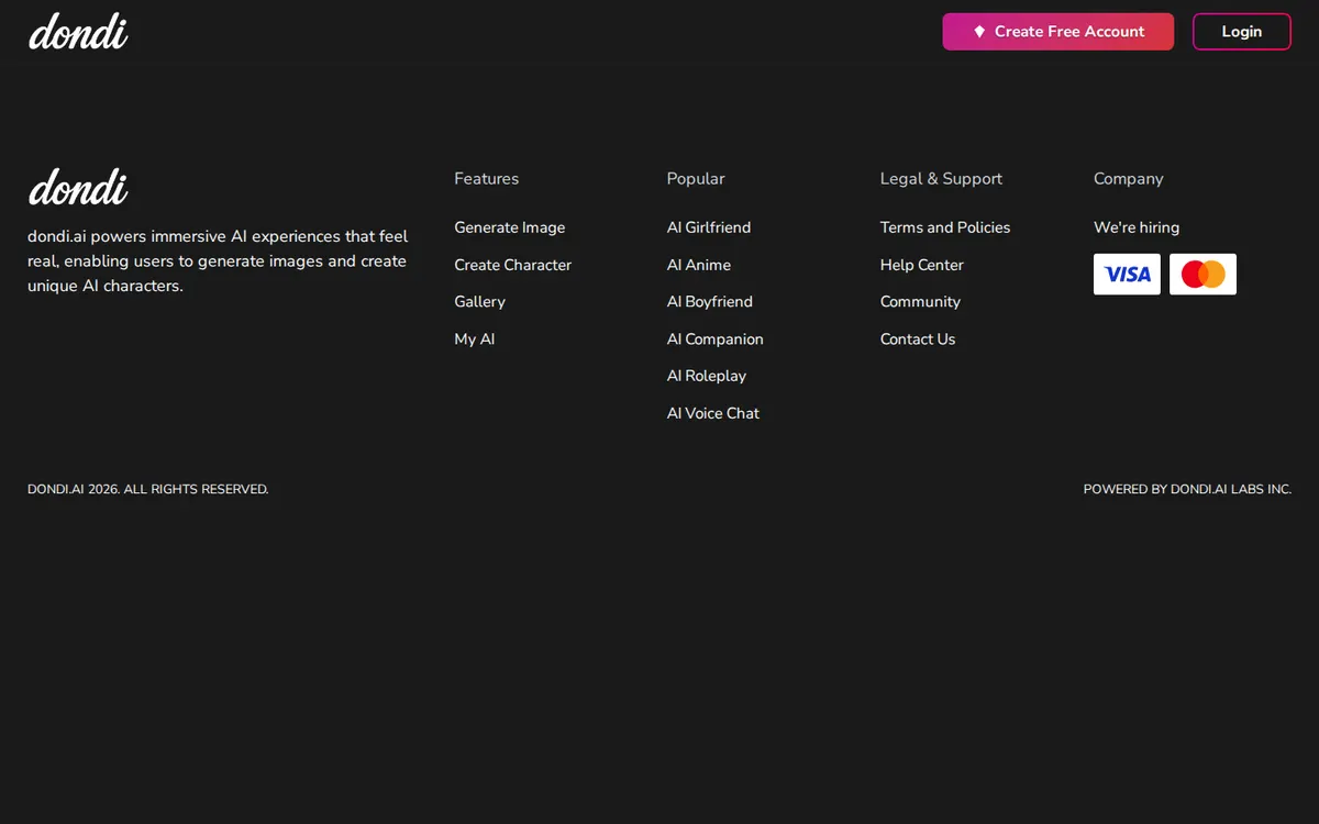 Dondi AI screenshot: characters and interface