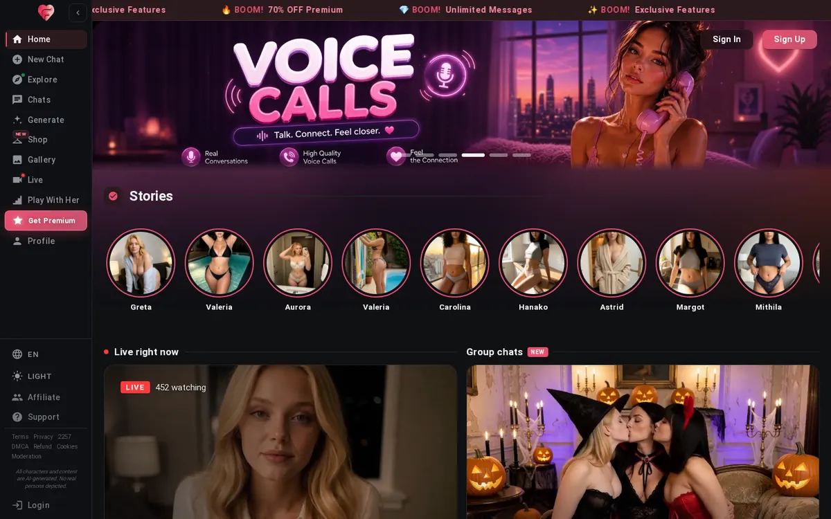 FeelReal screenshot: characters and interface