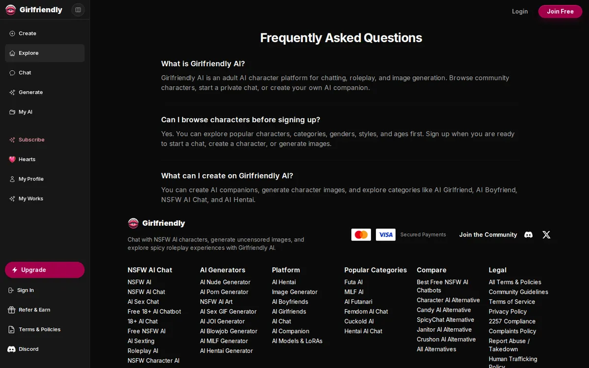 Girlfriendly AI screenshot: characters and interface
