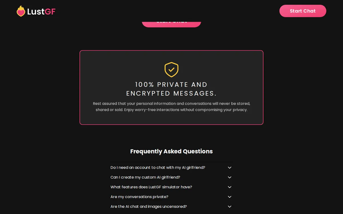 LustGF AI screenshot: characters and interface