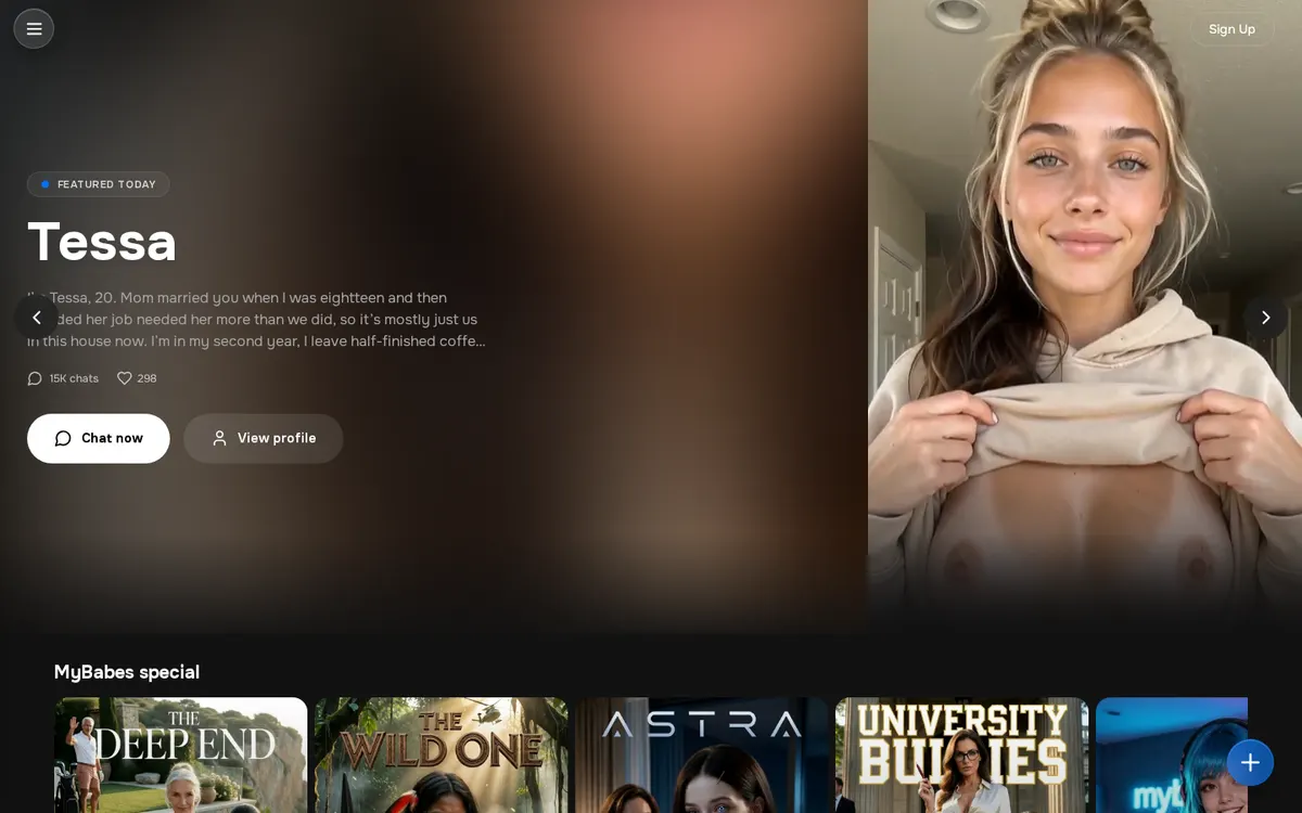 MyBabes AI screenshot: characters and interface