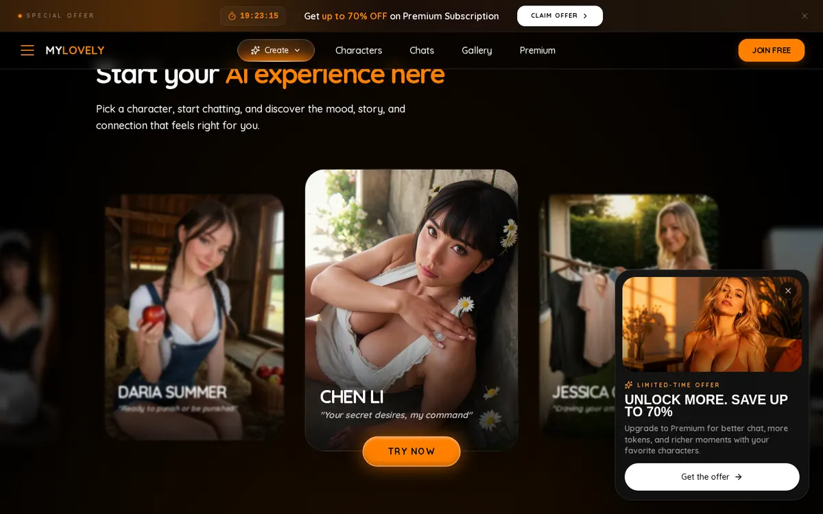My Lovely AI screenshot: characters and interface