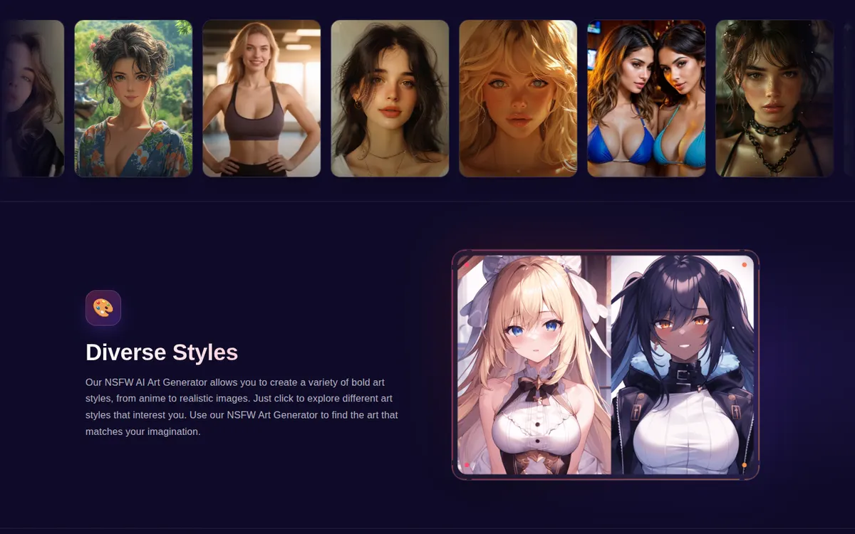 NSFW Art Generator screenshot: characters and interface