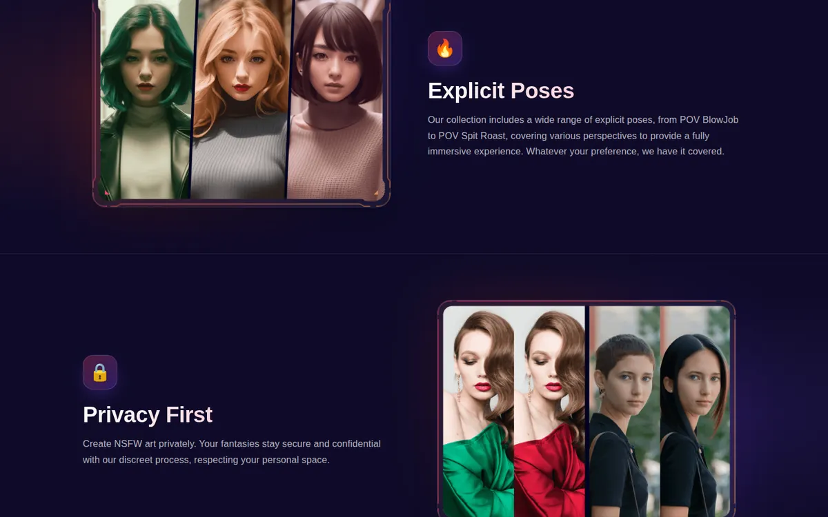 NSFW Art Generator screenshot: characters and interface