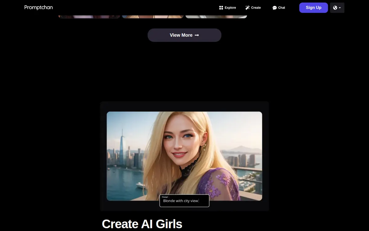 Promptchan AI screenshot: characters and interface