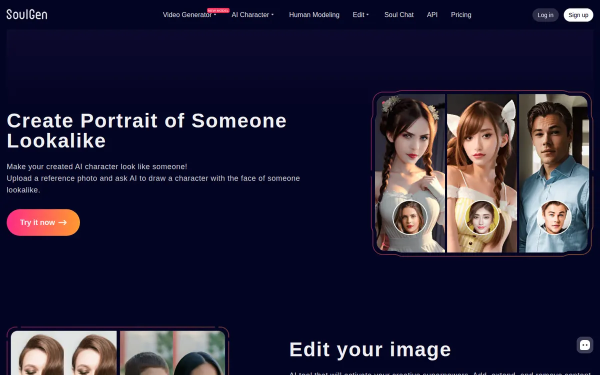 SoulGen screenshot: characters and interface