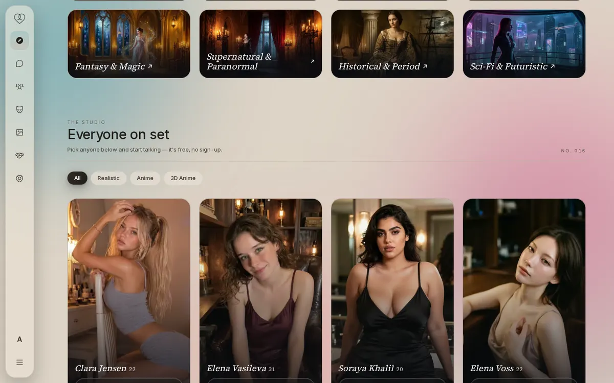 Soulmate IO screenshot: characters and interface