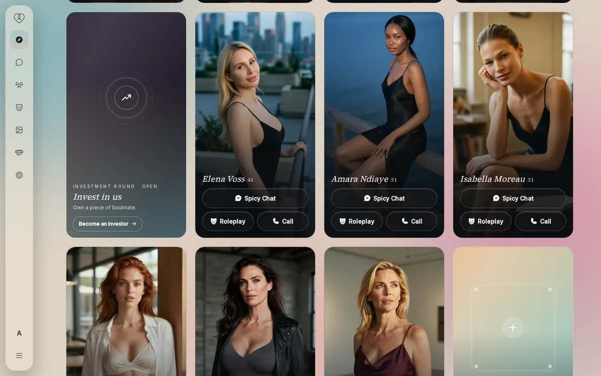 Soulmate IO screenshot: characters and interface